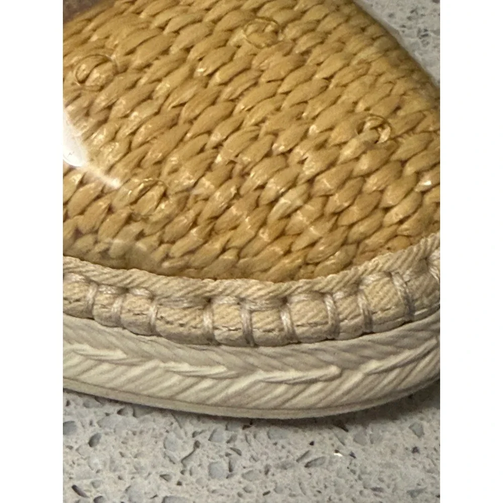 Chanel Raffia PVC CC Logo Espadrilles Beige Woven Straw Flats Slip On Shoes